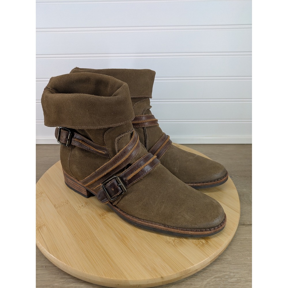 Matisse Prospector Brown Suede Leather Buckle Strap Moto Boots‎ Women 9 Brazil